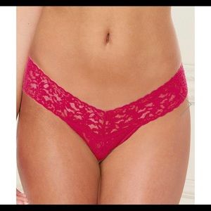Baci raspberry pink lace low rise thong panty L